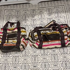 Striped Tote Bags with Heart Logo
